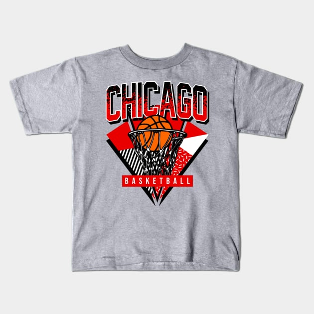 Chicago Basketball 90s Throwback Kids T-Shirt by funandgames